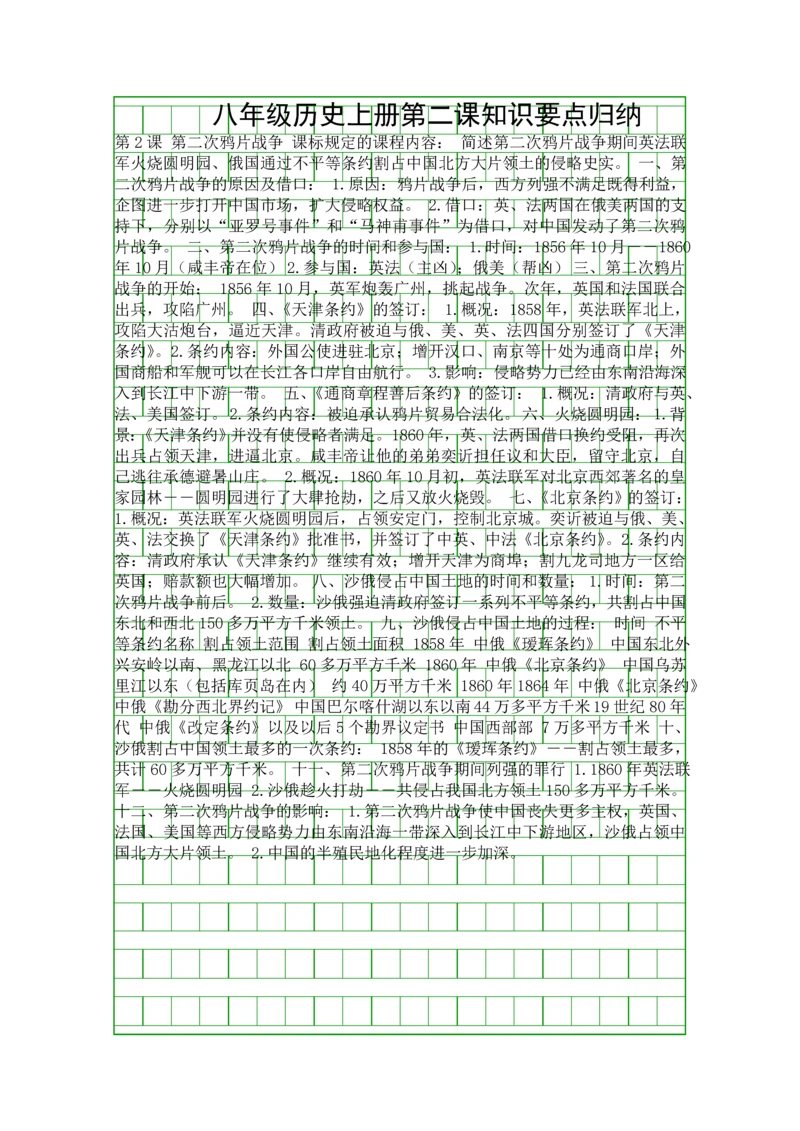 八年级历史上册第二课知识要点归纳.docx