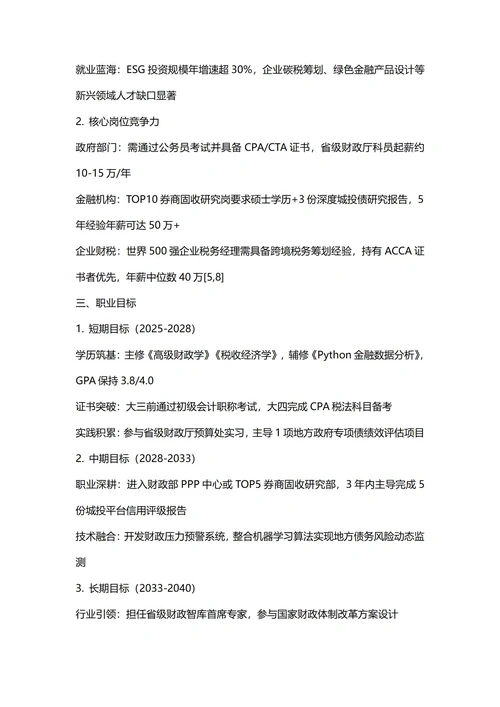 大学生职业生涯规划书(财政学专业)