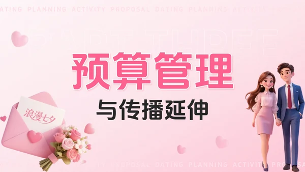 粉色3D风七待已久夕望是你：浪漫七夕约会策划活动方案PPT模板