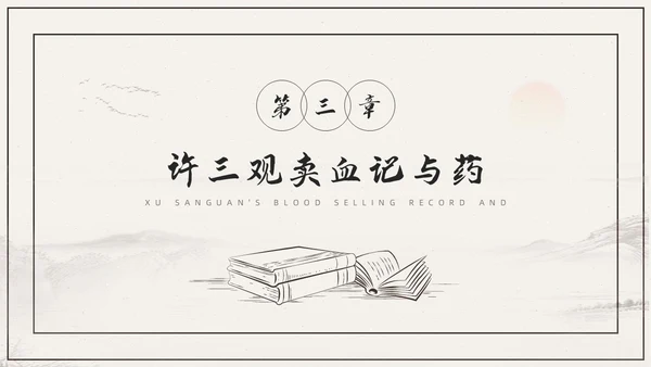 杏色复古简约素描线条许三观卖血记读书分享读书分享会PPT模板