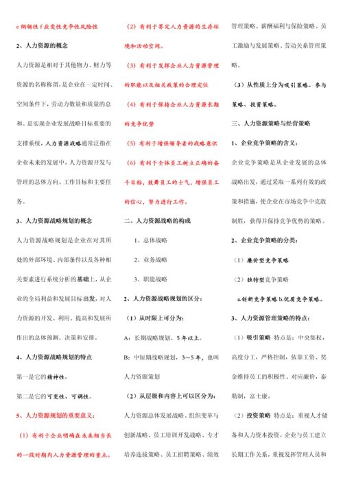 2023年最新高级人力资源管理师一级考点梳理.docx