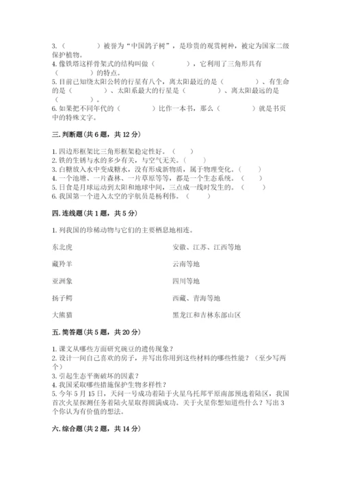 教科版科学六年级下册期末测试卷【达标题】.docx