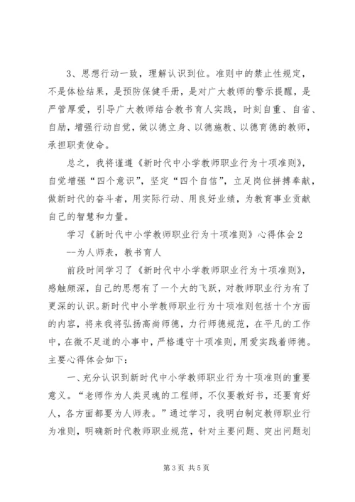 学习《新时代中小学教师职业行为十项准则》心得体会（2篇） (2).docx