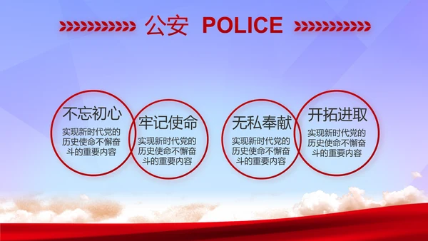 蓝色大气公安警察年终工作总结汇报PPT模板