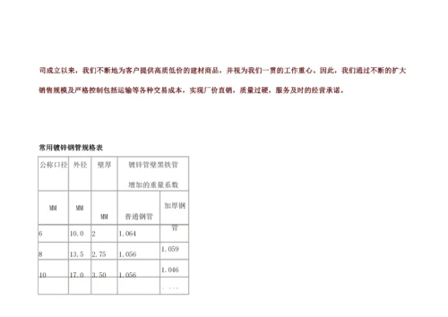 镀锌钢管理论重量表4全集文档.docx