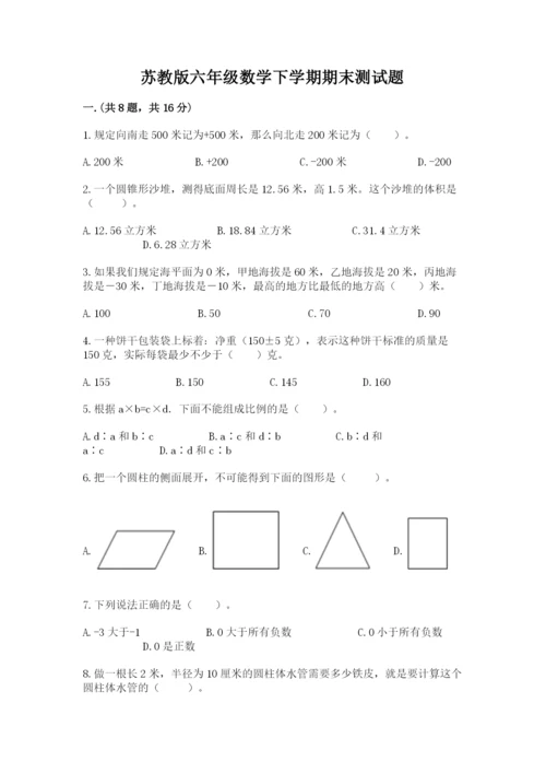 苏教版六年级数学下学期期末测试题往年题考.docx