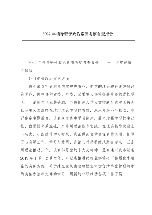 2022年领导班子政治素质考察自查报告.docx