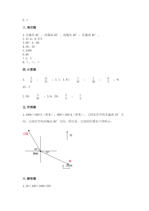 六年级上册数学期末测试卷附参考答案（考试直接用）.docx