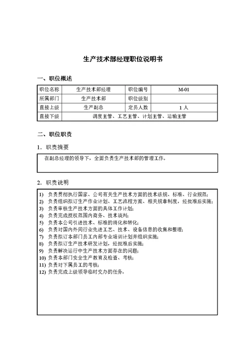 钢铁行业岗位说明书汇编(55个Document)40