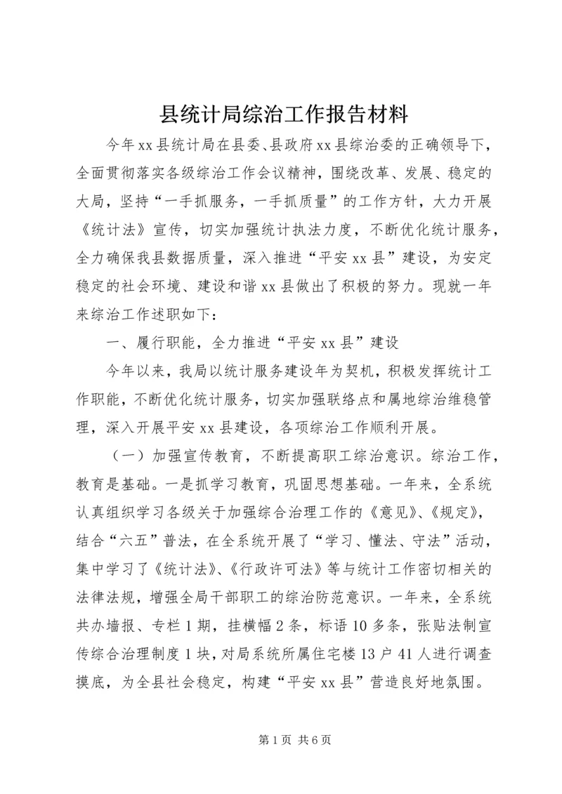 县统计局综治工作报告材料.docx