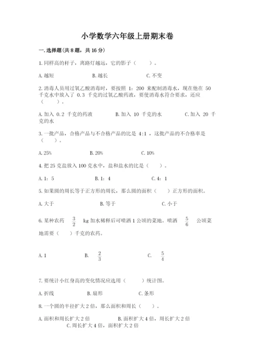 小学数学六年级上册期末卷附答案【夺分金卷】.docx