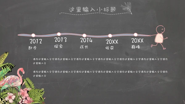 精美文艺复古花鸟火烈鸟通用PPT模板
