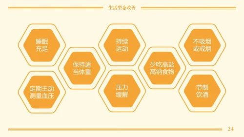 黄色卡通高血压与饮食健康培训课程PPT模板