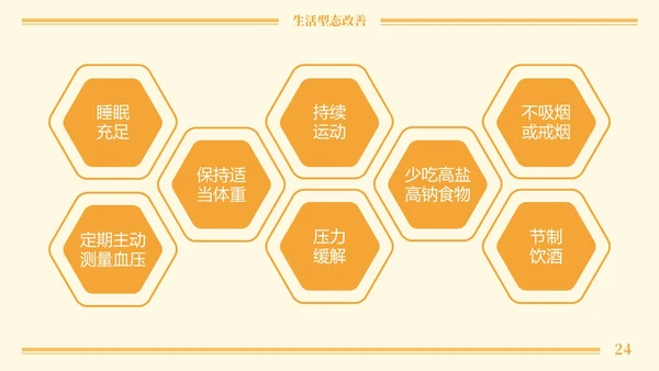 黄色卡通高血压与饮食健康培训课程PPT模板