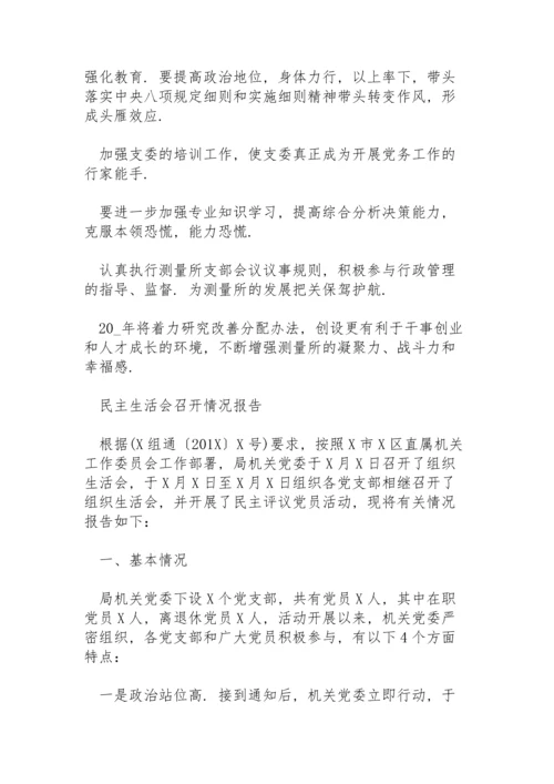 民主生活会召开情况报告三篇.docx