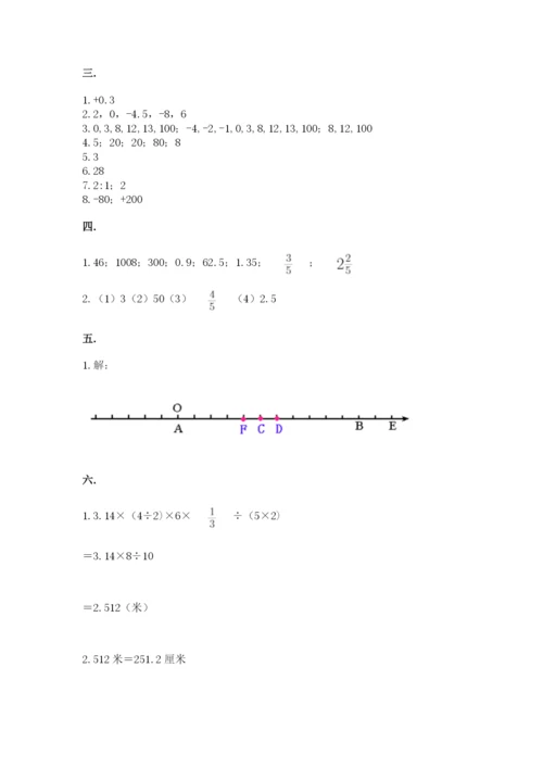 人教版数学六年级下册试题期末模拟检测卷及1套完整答案.docx