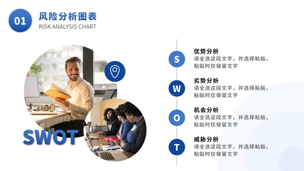 SWOT风险分析图表数据报表PPT模版