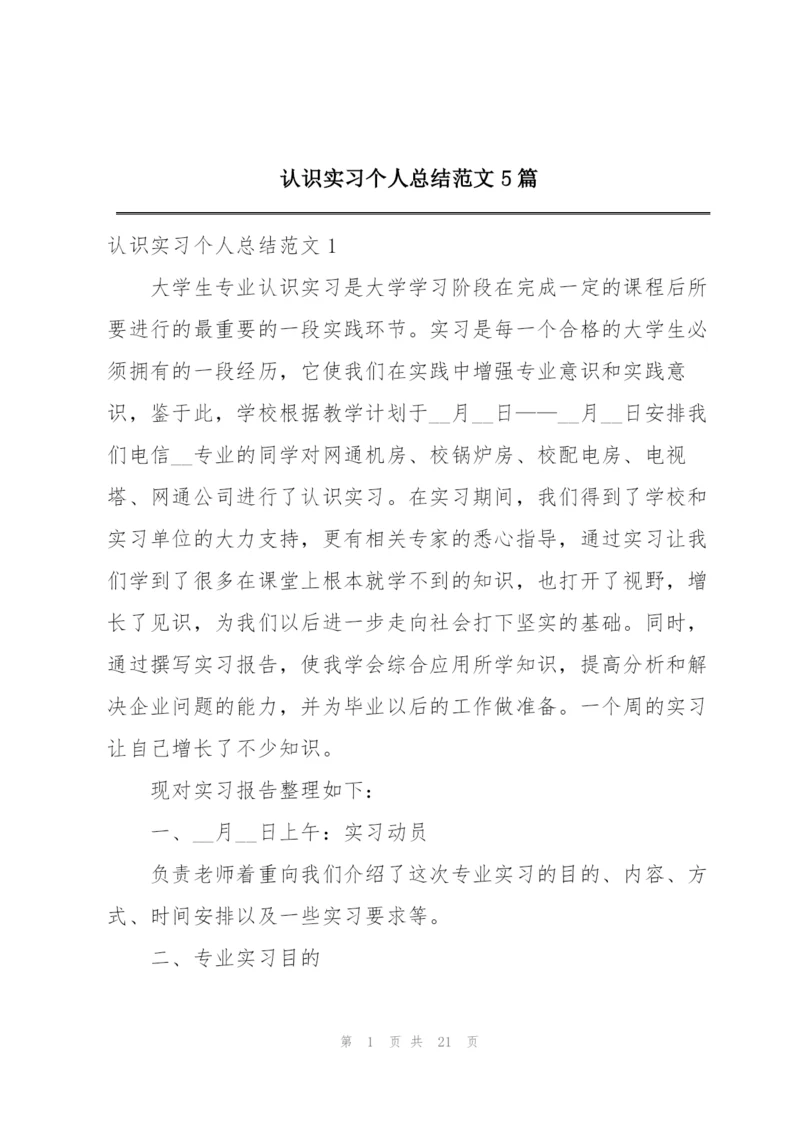 认识实习个人总结范文5篇.docx