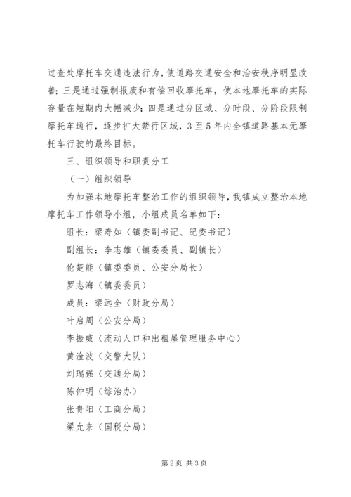 乡镇环境整治实施方案[乡镇整治本地摩托车工作实施方案].docx