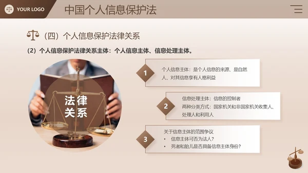 棕色简约商务风企业法律宣传培训个人信息保护法课件PPT模板