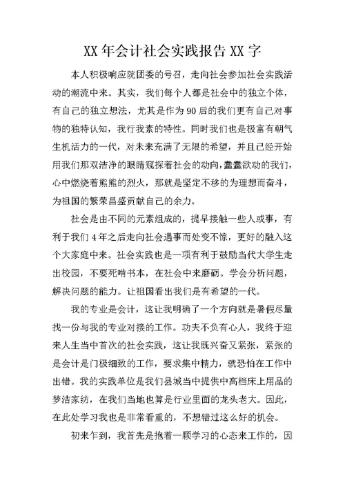 XX年会计社会实践报告XX字