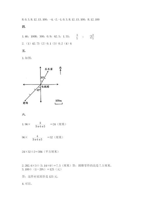 苏教版数学小升初模拟试卷（考点提分）.docx