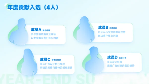 蓝绿轻盈年终总结商务模板