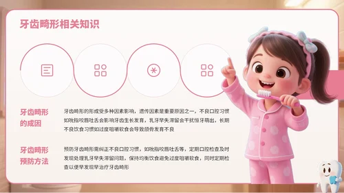粉棕色卡通风爱牙日宣传PPT
