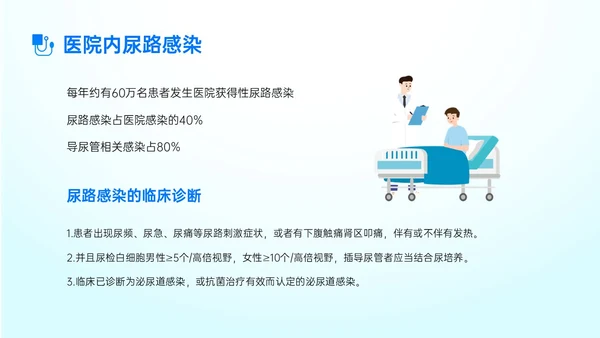 蓝色简约形状导尿相关知识培训PPT课件护理医疗