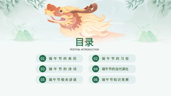 浓情端午节日介绍主题课件PPT模板