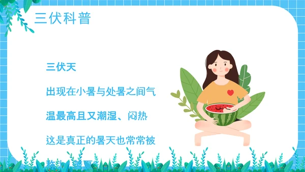 夏季防暑三伏天科普介绍PPT模板