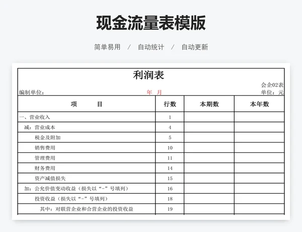 现金流量表模版