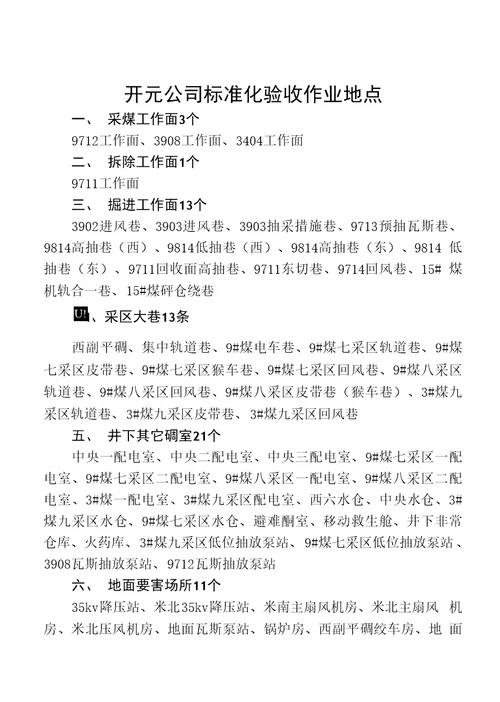 集团公司对开元、景福公司标准化验收通知