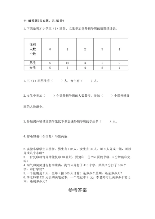 人教版三年级下册数学期中测试卷带精品答案.docx