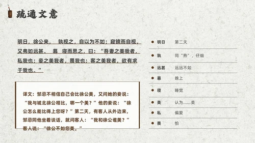 灰色创意卷轴邹忌讽齐王纳谏课件