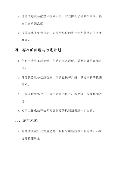 检测单位整顿工作总结汇报