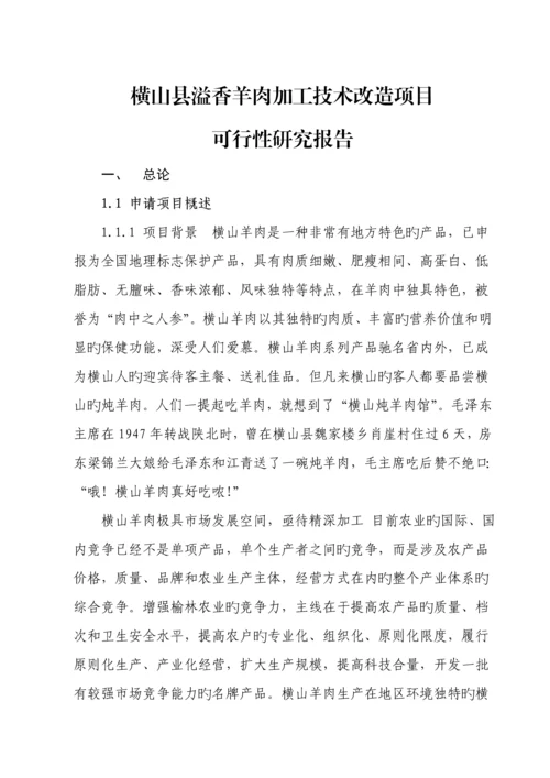 溢香羊肉加工重点技术改造专项项目可行性专题研究报告.docx