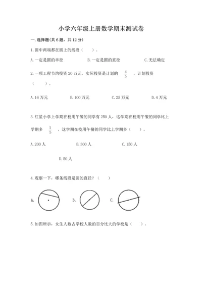 小学六年级上册数学期末测试卷及1套完整答案.docx