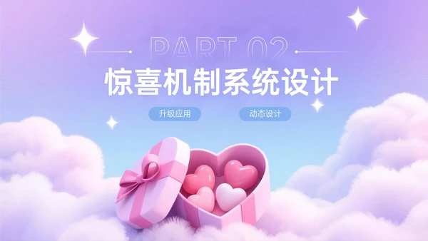 蓝紫色3D关于邂逅浪漫惊喜促销盛宴PPT模板