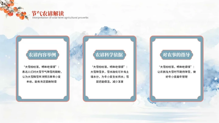 蓝色中国风大雪节气PPT模板