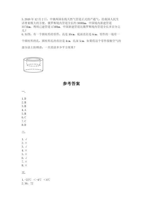 北京版数学小升初模拟试卷及参考答案（培优b卷）.docx