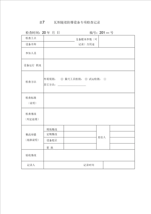 瓦斯隧道安全管理相关记录表格