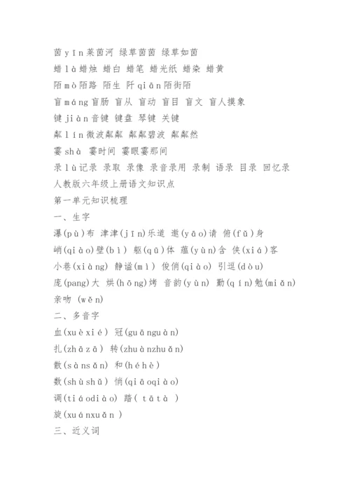 六年级上册语文生字表拼音及组词.docx