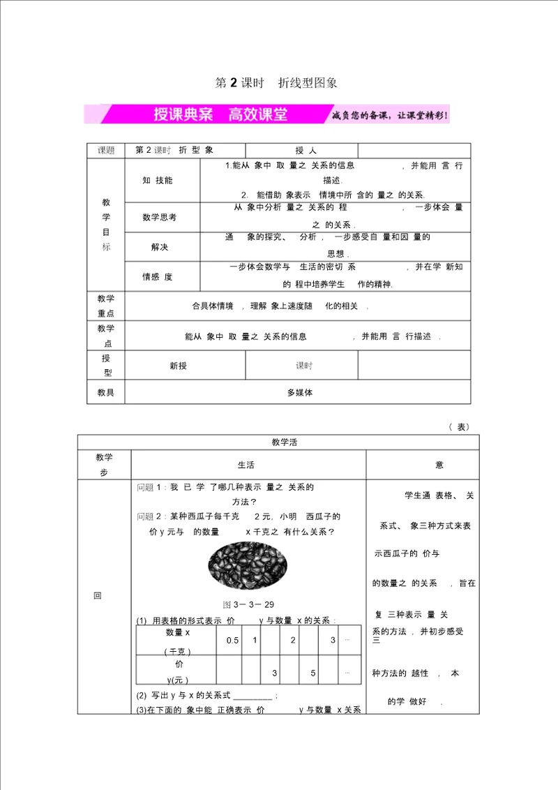 北师大版初一数学下册折线型图象