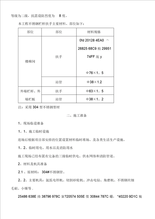 标段不锈钢栏杆扶手施工方案范本模板