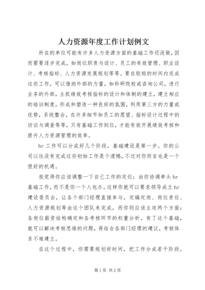 人力资源年度工作计划例文.docx