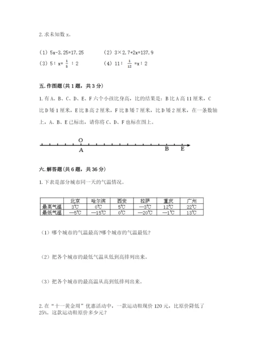 信阳市浉河区六年级下册数学期末测试卷及答案1套.docx