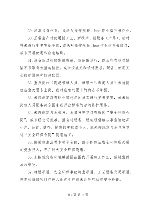 公司一般安全环保事故隐患判定标准.docx