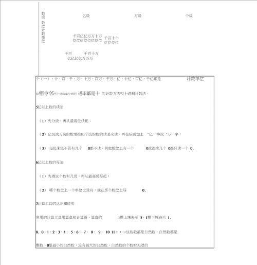 四年级上册数学知识点归纳