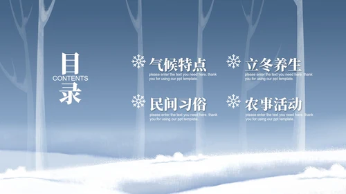 卡通风蓝色立冬节气PPT模板
